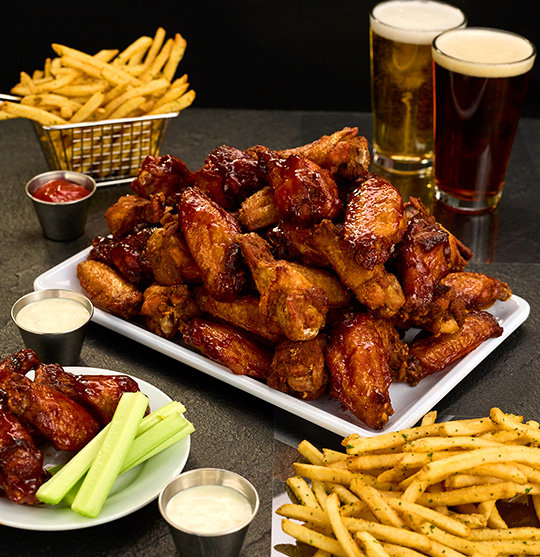 Wings, french fries, and beer