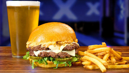 Beer, Burger, and French Fries
